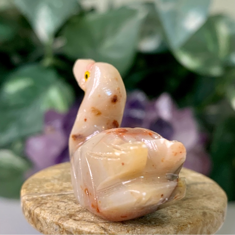 Gemstone Carved Carnelian Agate Duck Figurine Crystal Bird Rock Sculpture 1.5" - Picture 7 of 14